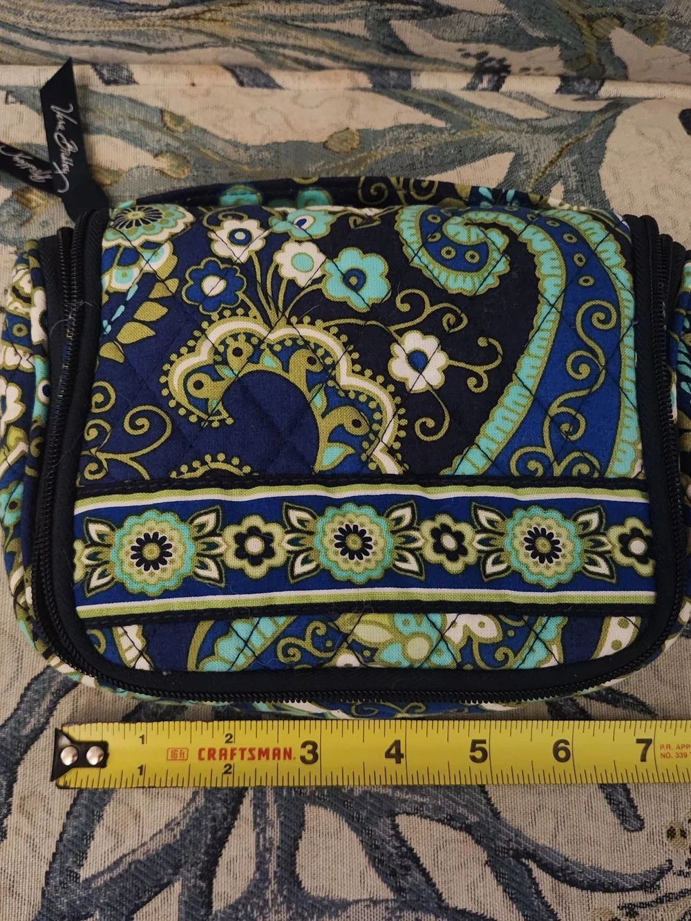Vera Bradley Hanging Travel Organizer Cosmetic Toiletry Bag Blue Paisley Floral